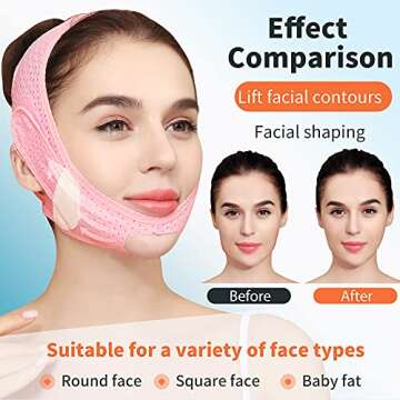 Double Chin Reducer, Reusable Facial Slimming Strap, V Shaped Mask Chin Up Face Lifting Belt for women, Anti- Wrinkle Face Mask, Lifting Bandage