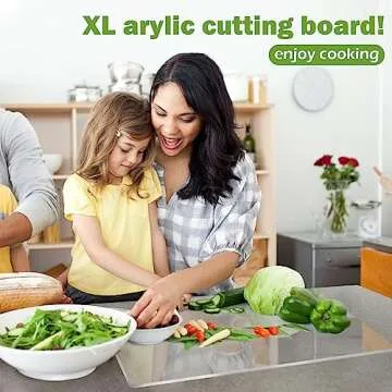 Acrylic Large Cutting Board 24" x 18" With Lip, Oleksand Chopping Board For Kitchen,Clear Non Slip Countertop Board Includes Anti-slip Strips. (1, 24x18)