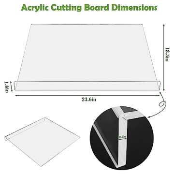 Acrylic Large Cutting Board 24" x 18" With Lip, Oleksand Chopping Board For Kitchen,Clear Non Slip Countertop Board Includes Anti-slip Strips. (1, 24x18)