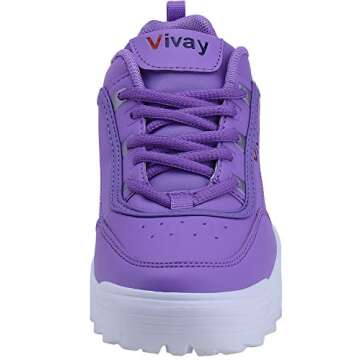 Women Fashion Sneakers Slip on Lightweight Street Lace up Casual Walking Athletic Sport Tennis Shoes for Girl Purple