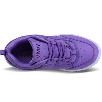 Women Fashion Sneakers Slip on Lightweight Street Lace up Casual Walking Athletic Sport Tennis Shoes for Girl Purple