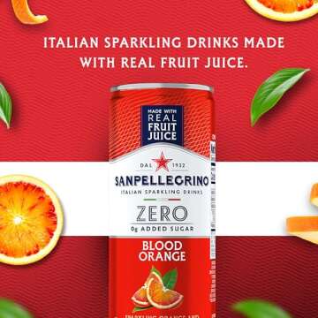 Sanpellegrino Zero Grams Added Sugar Italian Sparkling Drinks, Sparkling Blood Orange Beverage, 24 P...