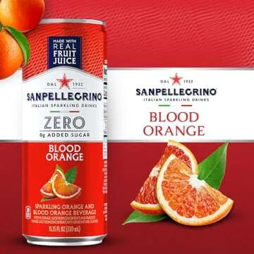 Sanpellegrino Zero Grams Added Sugar Italian Sparkling Drinks, Sparkling Blood Orange Beverage, 24 Pack of 11.15 Fl Oz Cans