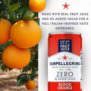 Sanpellegrino Zero Grams Added Sugar Italian Sparkling Drinks, Sparkling Blood Orange Beverage, 24 Pack of 11.15 Fl Oz Cans