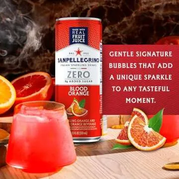 Sanpellegrino Zero Grams Added Sugar Italian Sparkling Drinks, Sparkling Blood Orange Beverage, 24 Pack of 11.15 Fl Oz Cans