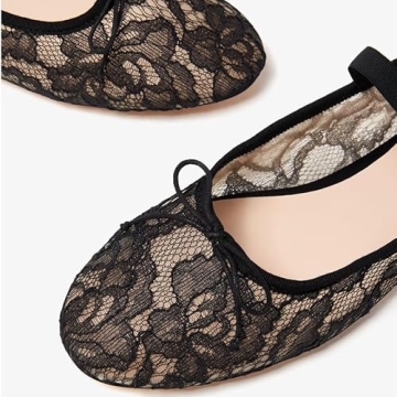 Shop AMINUGAL Black Mesh Ballet Flats for Women Comfort