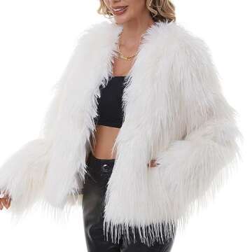 QUENTY PIELIES Faux Fur Coat Women’s Jacket Shaggy Outwear Long Sleeve Warm Winter