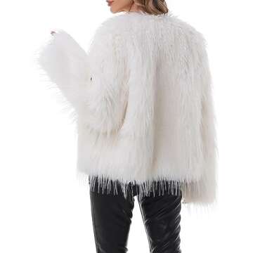QUENTY PIELIES Faux Fur Coat Women’s Jacket Shaggy Outwear Long Sleeve Warm Winter