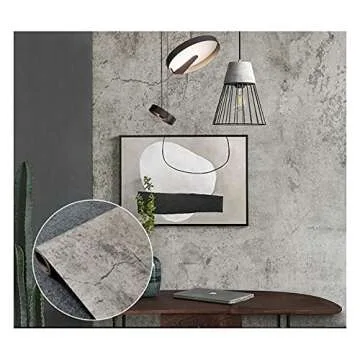 TJLMCORP 40×300CM Concrete Wallpaper Grey Peel and Stick Wallpaper Limewash Wallpaper Cement Wallpaper 15.7inch x118 inch (color2)