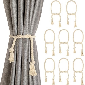 Tatuo 8-Piece Curtain Rope Tiebacks - Handmade, Rural Style Decorative Holdbacks for Drapery, Window...