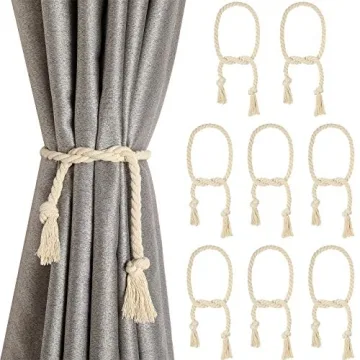 Tatuo 8-Piece Curtain Rope Tiebacks - Handmade and Versatile Decorative Holdbacks for Drapes and Win...