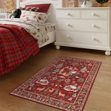 Lahome Indoor Christmas Rug 2x3 Small Kitchen Bathroom Rugs for Entryway,Washable Soft Non-Slip Chri...