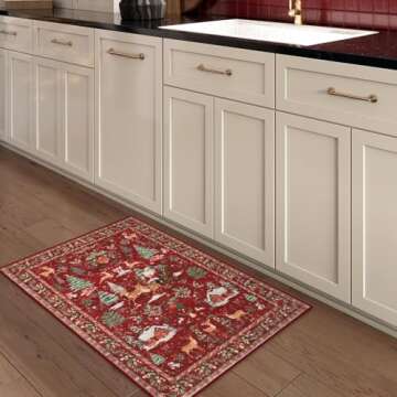 Lahome Indoor Christmas Rug 2x3 Small Kitchen Bathroom Rugs for Entryway,Washable Soft Non-Slip Christmas Tree Santa Claus Area Rug,Door Mat for Winter Living Room Bedroom Holiday Decor(2x3,Red)