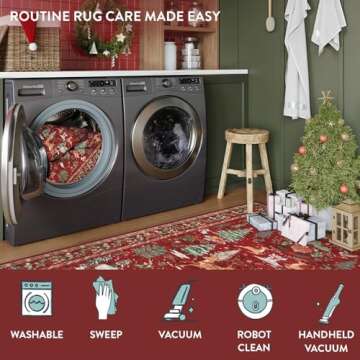 Lahome Indoor Christmas Rug 2x3 Small Kitchen Bathroom Rugs for Entryway,Washable Soft Non-Slip Christmas Tree Santa Claus Area Rug,Door Mat for Winter Living Room Bedroom Holiday Decor(2x3,Red)