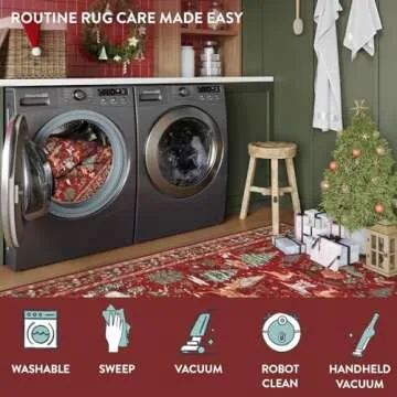 Lahome Indoor Christmas Rug 2x3 Small Kitchen Bathroom Rugs for Entryway,Washable Soft Non-Slip Christmas Tree Santa Claus Area Rug,Door Mat for Winter Living Room Bedroom Holiday Decor(2x3,Red)