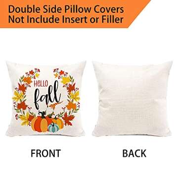 Hexagram Fall Pillow Covers 18×18 Inch Set of 4,Autumn Farmhouse Decorations Buffalo Plaid Cotton Linen Pillow Covers,Pumpkin Gnome Thanksgiving Fall Decor for Sofa Couch Indoor Outdoor…