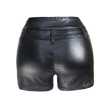 RAMISU Womens Casual Faux Leather Shorts High Waist Style