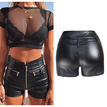 RAMISU Womens Casual Faux Leather Shorts High Waist Style