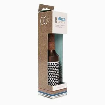 Ibiza Hair Ceramic Round Brush (CC4-63mm) | Carbon Fiber/Nylon Bristles with Ergonomic Cork Handle | Heat Resistant Ionic Design to Reduce Frizz & Static | Adds Body & Volume