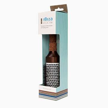 Ibiza Hair Ceramic Round Brush (CC4-63mm) | Carbon Fiber/Nylon Bristles with Ergonomic Cork Handle | Heat Resistant Ionic Design to Reduce Frizz & Static | Adds Body & Volume
