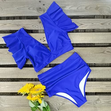 SPORLIKE Women's Ruffle High Waist Swimsuit Stylish and Comfortable