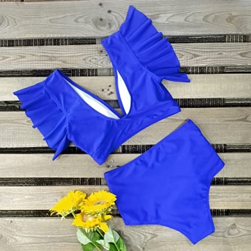 SPORLIKE Women's Ruffle High Waist Swimsuit Stylish and Comfortable