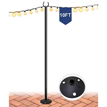 Eazielife 10FT String Light Pole - Heavy Duty Metal Lighting Stand for Outdoor Decor