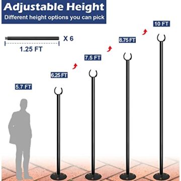 Eazielife 10FT String Light Pole for Outdoor Use