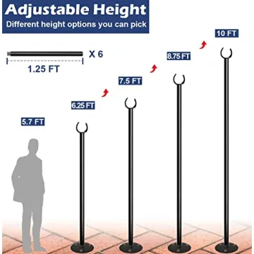 Eazielife 10FT String Light Pole for Outdoor Use
