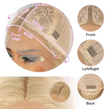 QD-Tizer Ash Blonde Synthetic Hair Wigs Long Straight Hair Mixed Platinum Blonde Color Natural HairLine Heat Resistant Fiber Hair Wigs for Fashion Women 32Inch