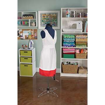 SINGER | Medium/Large Dress Form DF251 has 13 Individual Adjustments, 39-47" Bust, 31-39â€ Waist, 41-49" Waist, 14-16" Neck/Back, Hem Marker and Pin Cushion, Blue