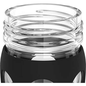 Lifefactory 22-Ounce BPA-Free Glass Water Bottle with Classic Cap and Protective Silicone Sleeve, Onyx