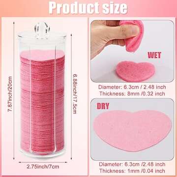 120pcs Facial Sponges, Compressed Facial Sponges Heart Shape Face Sponges with Container Disposable ...