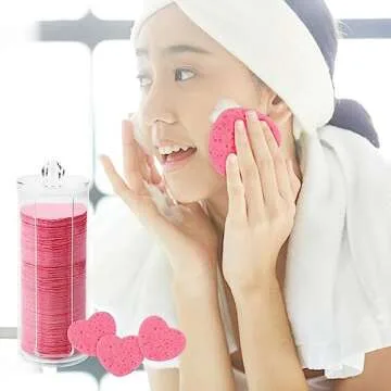120 Heart-Shaped Facial Sponges with Storage Container