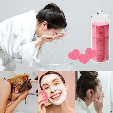 120 Heart-Shaped Facial Sponges with Storage Container