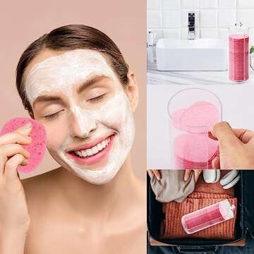 120 Heart-Shaped Facial Sponges with Storage Container