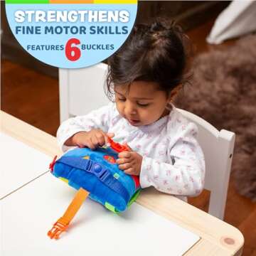 Buckle Toys - Boomer Square - Learning Activity Toddler Plane Travel Essential Toy - Develop Motor S...
