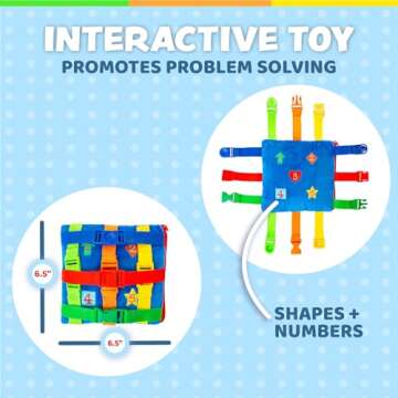 Buckle Toys - Boomer Square - Learning Activity Toddler Plane Travel Essential Toy - Develop Motor Skills and Problem Solving