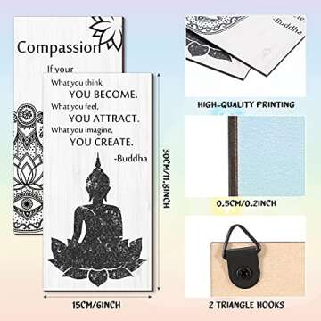 Buddha Quotes 2 Pieces Inspirational Quote Wall Decor Zen Meditation Wooden Hanging, Meditation Budd...