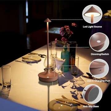 Cordless Rechargeable Table Lamp for Indoor Outdoor Use