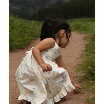 Toddler Vintage Floral Girls Dress Baby Backless Sundress Sleeveless Matching Outfits (US, Age, 1 Year, 2 Years, White)