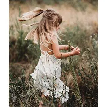 Toddler Vintage Floral Girls Dress Baby Backless Sundress Sleeveless Matching Outfits (US, Age, 1 Year, 2 Years, White)