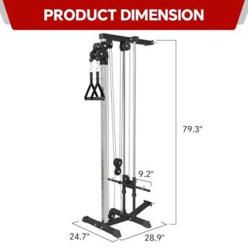 SPART Wall Mount Cable Station, LAT Pull Down and LAT Row LAT Tower with 17 Heights Adjustable Dual ...