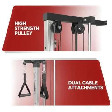 SPART Wall Mount Cable Station, LAT Pull Down and LAT Row LAT Tower with 17 Heights Adjustable Dual Pulley System High and Low Cable Machine, Home Gym Cable Crossover, Black