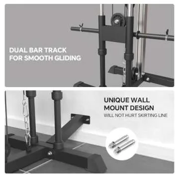 SPART Wall Mount Cable Station, LAT Pull Down and LAT Row LAT Tower with 17 Heights Adjustable Dual Pulley System High and Low Cable Machine, Home Gym Cable Crossover, Black