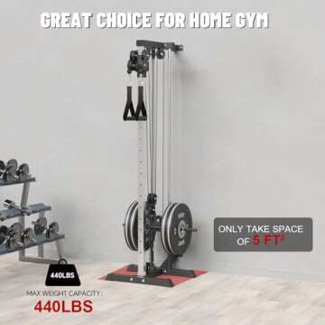 SPART Wall Mount Cable Station, LAT Pull Down and LAT Row LAT Tower with 17 Heights Adjustable Dual Pulley System High and Low Cable Machine, Home Gym Cable Crossover, Black