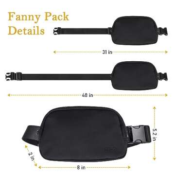 MELCOU Fanny Pack with Anti Theft for Women Men, Unisex Small Crossbody Belt Bag for Traveling Hiking Running Workout, Everywhere Waist Bag Pack with Adjustable Strap - Black