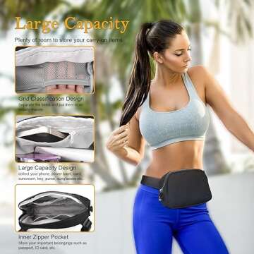 MELCOU Fanny Pack with Anti Theft for Women Men, Unisex Small Crossbody Belt Bag for Traveling Hiking Running Workout, Everywhere Waist Bag Pack with Adjustable Strap - Black