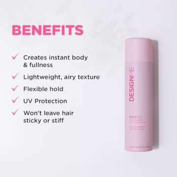 PUFF.ME Volumizing Dry Texture Spray for Hair by DESIGNME | Light Hold Hairspray for Straight or Wav...