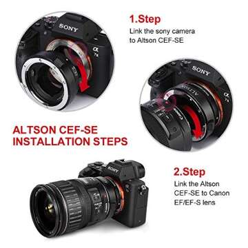 EF/EF-S Lens to Sony E Mount T Smart Adapter, Auto Focus Lens Adapter Ring for Canon EF/EF-S Lens to Sony E Mount Camera (CEF-SE)